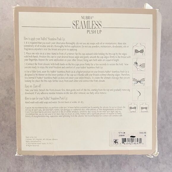 Fashion Forms Nubra Seamless Push Up Bra in Mocha Womens Size A NEW! Damaged Box - Picture 8 of 9